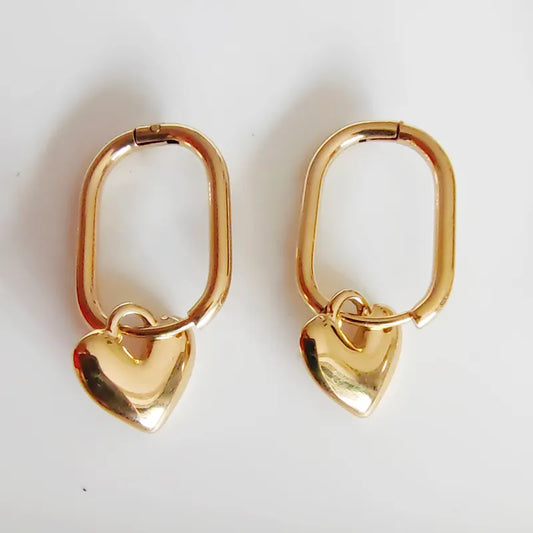 1 Pair Casual Modern Style Simple Style Heart Shape 304 Stainless Steel 18K Gold Plated Drop Earrings