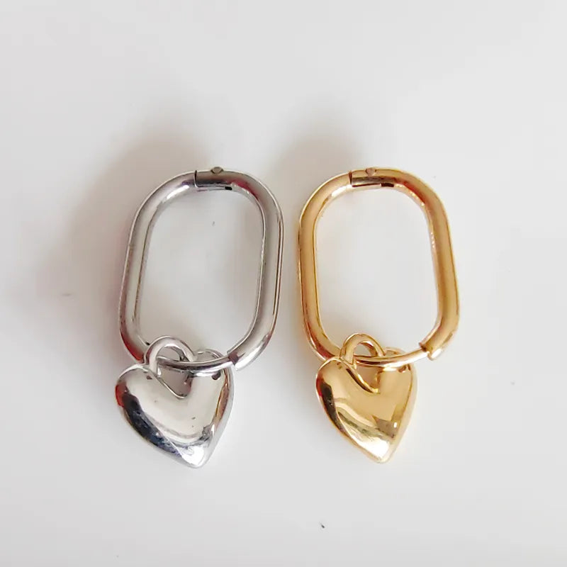 1 Pair Casual Modern Style Simple Style Heart Shape 304 Stainless Steel 18K Gold Plated Drop Earrings