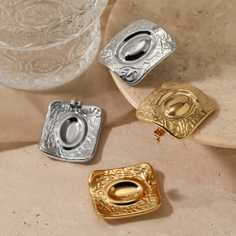 1 Pair Casual Modern Style Square 304 Stainless Steel 16K Gold Plated White Gold Plated Gold Plated Ear Studs