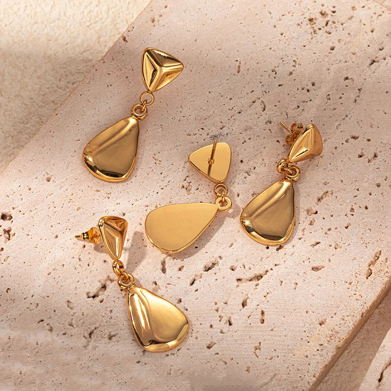 1 Pair Casual Modern Style Sweet Triangle Water Droplets Plating 304 Stainless Steel Gold Plated Drop Earrings