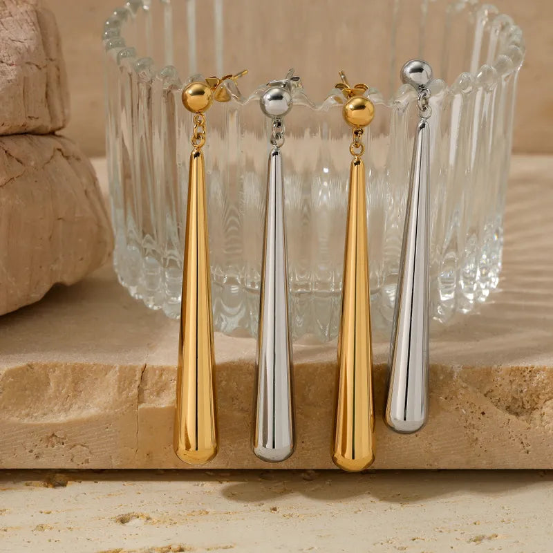 1 Pair Casual Modern Style Water Droplets 304 Stainless Steel 16K Gold Plated White Gold Plated Gold Plated Drop Earrings