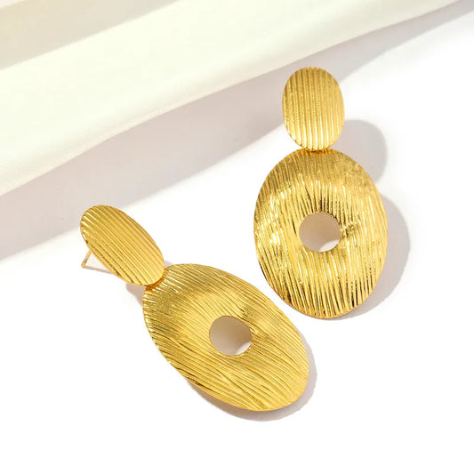 1 Pair Casual Retro Geometric Titanium Steel 18K Gold Plated Drop Earrings