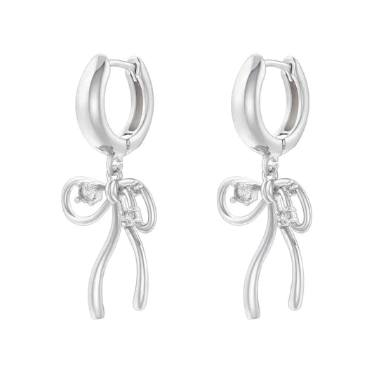 Casual Simple Style Bow Knot Plating Inlay Copper Zircon 18K Gold Plated Drop Earrings