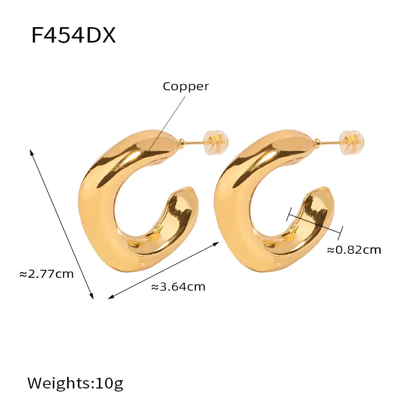 1 Pair Casual Simple Style C Shape Plating Copper 18k Gold Plated Ear Studs