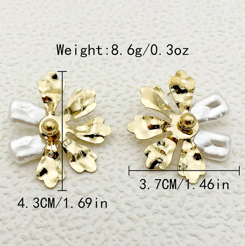 1 Pair Casual Simple Style Classic Style Flower Inlay 304 Stainless Steel Pearl 14K Gold Plated Drop Earrings Ear Studs