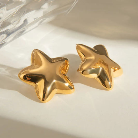 1 Pair Casual Simple Style Classic Style Pentagram Plating 316 Stainless Steel 18K Gold Plated Ear Studs