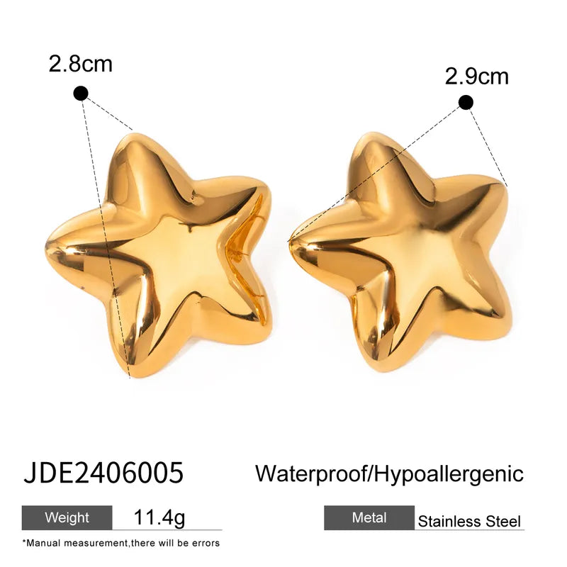 1 Pair Casual Simple Style Classic Style Pentagram Plating 316 Stainless Steel 18K Gold Plated Ear Studs