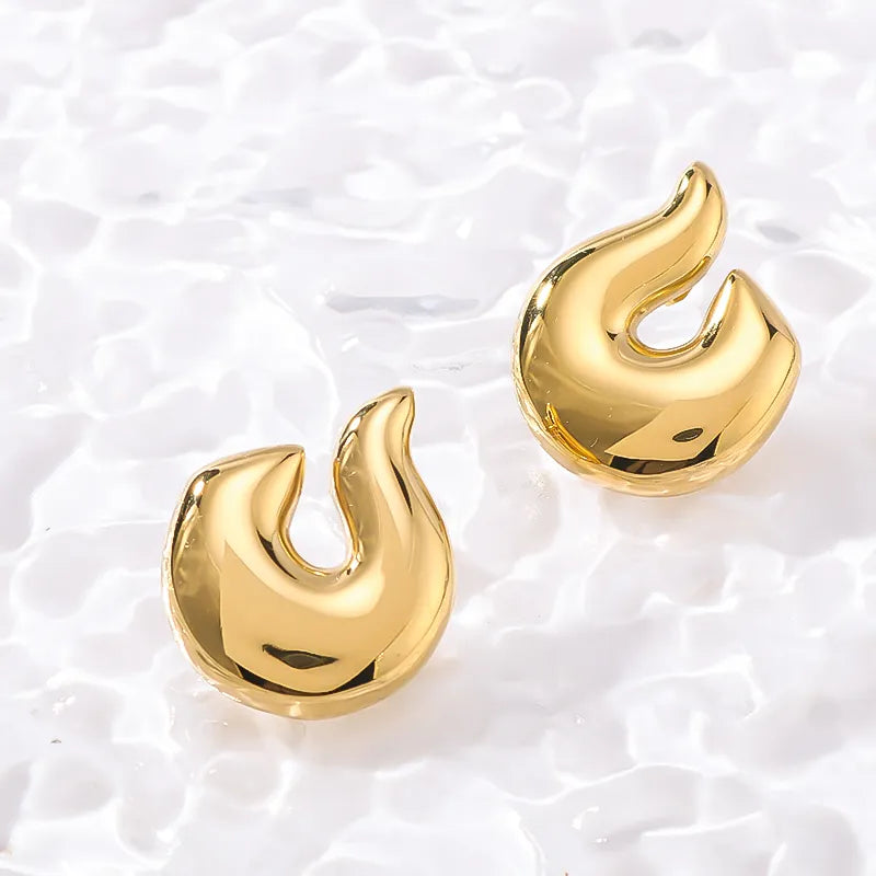 1 Pair Casual Simple Style Classic Style U Shape Letter Plating 304 Stainless Steel 18K Gold Plated Ear Studs