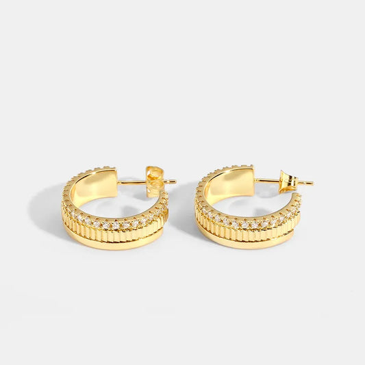 1 Pair Casual Simple Style Geometric Inlay Copper Zircon 14K Gold Plated White Gold Plated Ear Studs