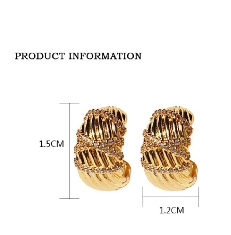 1 Pair Casual Simple Style Geometric Plating Inlay Brass Zircon 18K Gold Plated Ear Studs