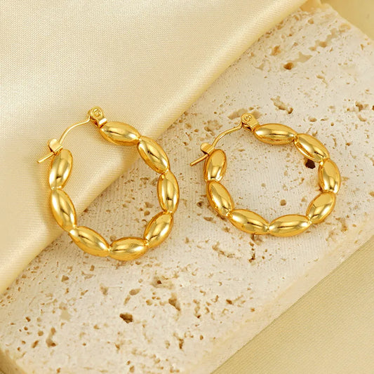 Simple Style Geometric Round Heart Shape 304 Stainless Steel 18K Gold Plated Earrings