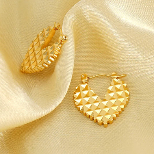 Simple Style Geometric Round Heart Shape 304 Stainless Steel 18K Gold Plated Earrings