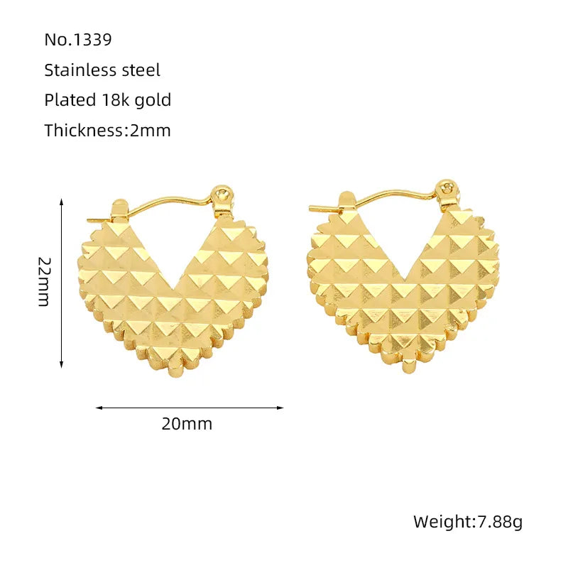 Simple Style Geometric Round Heart Shape 304 Stainless Steel 18K Gold Plated Earrings