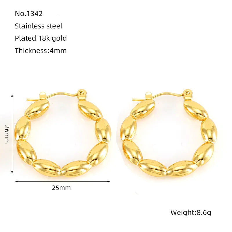 Simple Style Geometric Round Heart Shape 304 Stainless Steel 18K Gold Plated Earrings