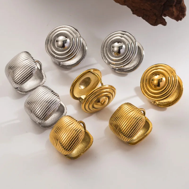 1 Pair Casual Simple Style Geometric Solid Color 304 Stainless Steel 18K Gold Plated Earrings