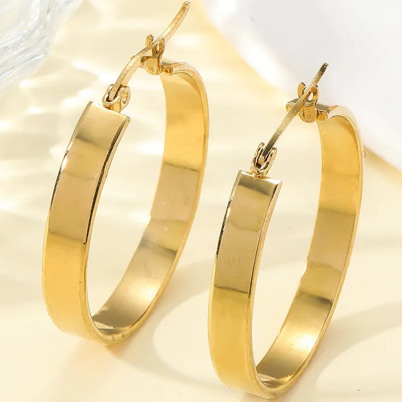 1 Pair Casual Simple Style Geometric Solid Color Plating Titanium Steel Earrings