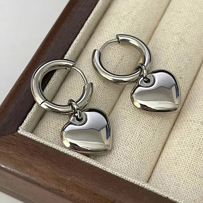 1 Pair Casual Simple Style Heart Shape Plating Titanium Steel 18K Gold Plated Drop Earrings