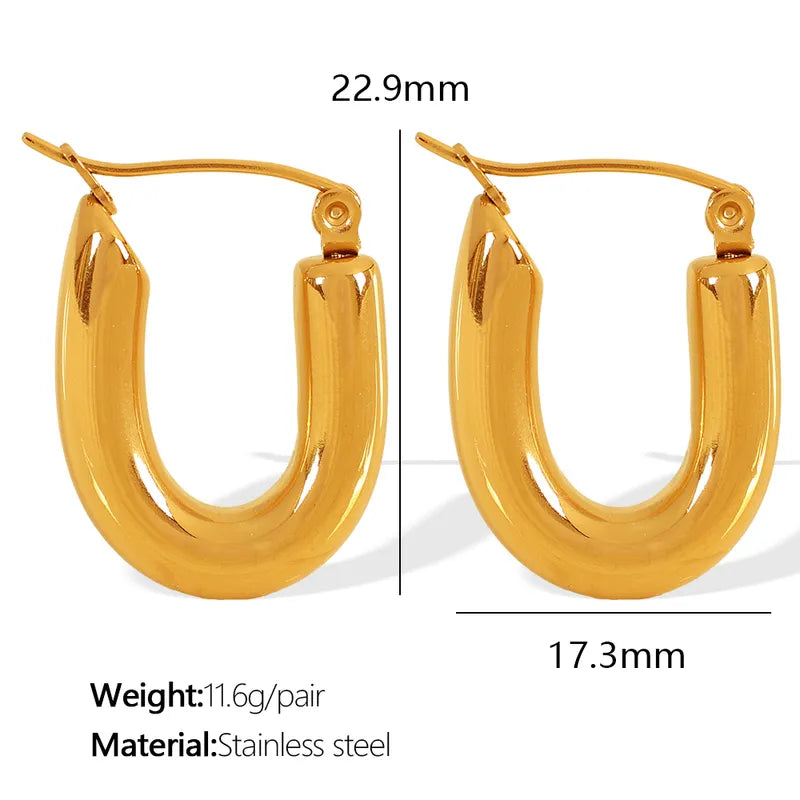 1 Pair Casual Simple Style IG Style U Shape Round Polishing 304 Stainless Steel 18K Gold Plated Earrings