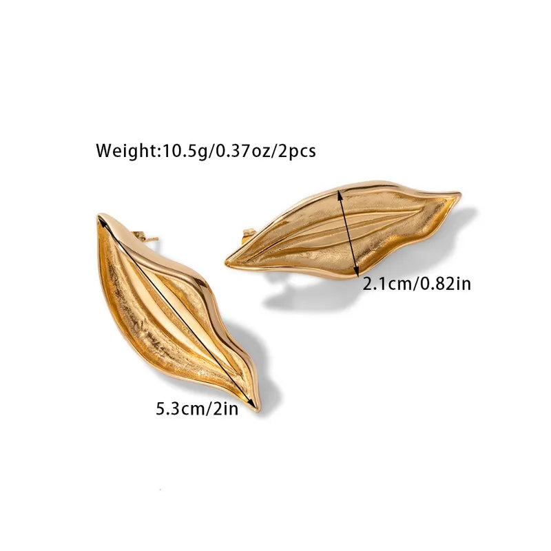 1 Pair Casual Simple Style Leaf Titanium Steel 18K Gold Plated Ear Studs