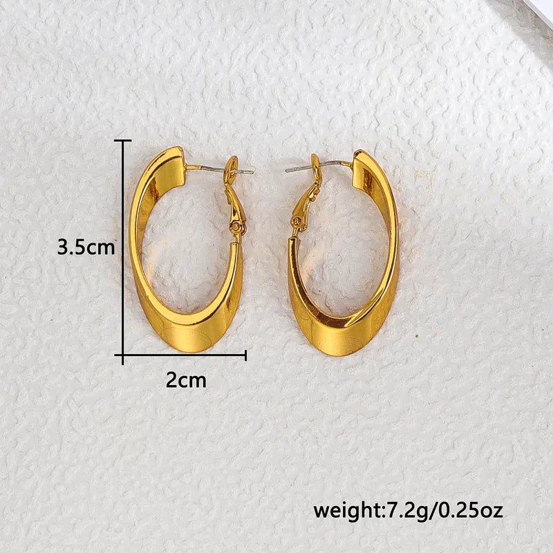 1 Pair Casual Simple Style Oval Copper Earrings