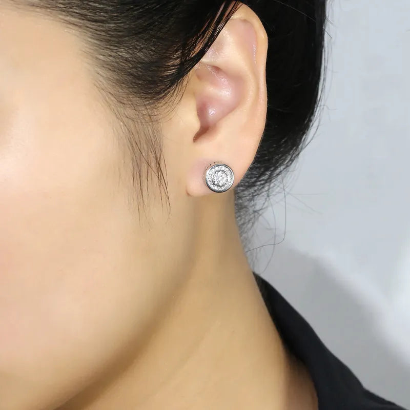 1 Pair Casual Simple Style Shiny Circle Plating Inlay Copper Zircon K Gold Plated Ear Studs