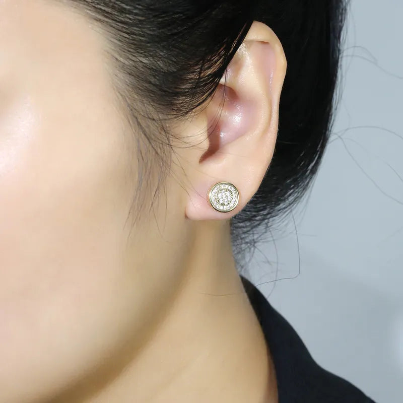 1 Pair Casual Simple Style Shiny Circle Plating Inlay Copper Zircon K Gold Plated Ear Studs