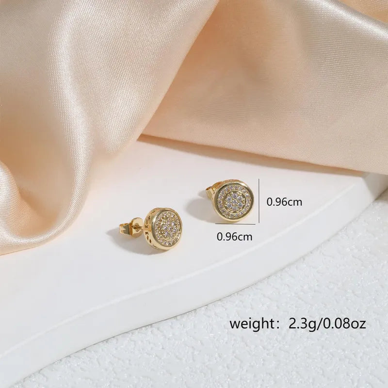 1 Pair Casual Simple Style Shiny Circle Plating Inlay Copper Zircon K Gold Plated Ear Studs