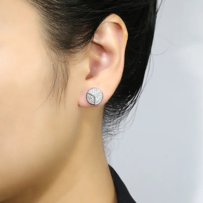 1 Pair Casual Simple Style Shiny Round Plating Inlay Copper Zircon K Gold Plated Ear Studs