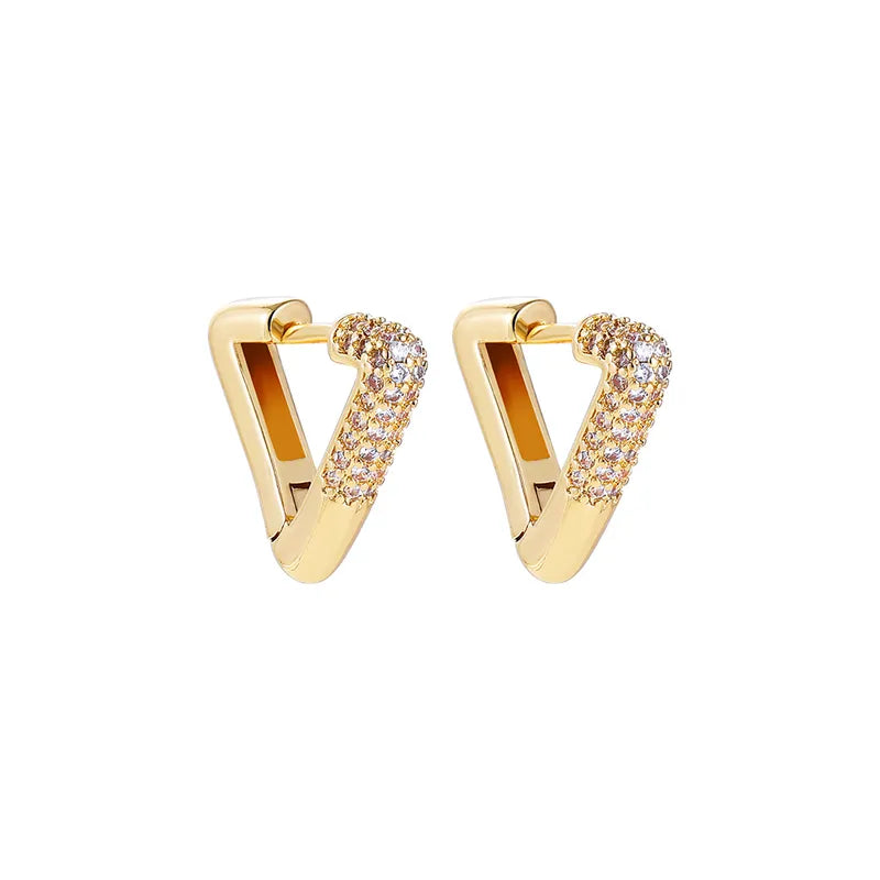 1 Pair Casual Simple Style Shiny Triangle Inlay Copper Zircon Earrings