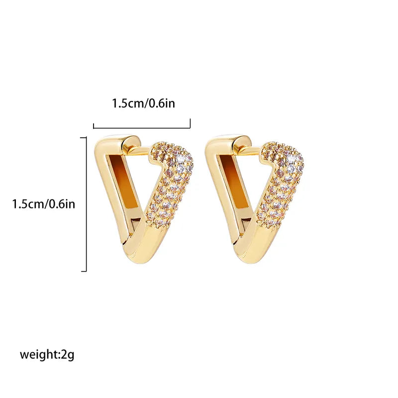 1 Pair Casual Simple Style Shiny Triangle Inlay Copper Zircon Earrings