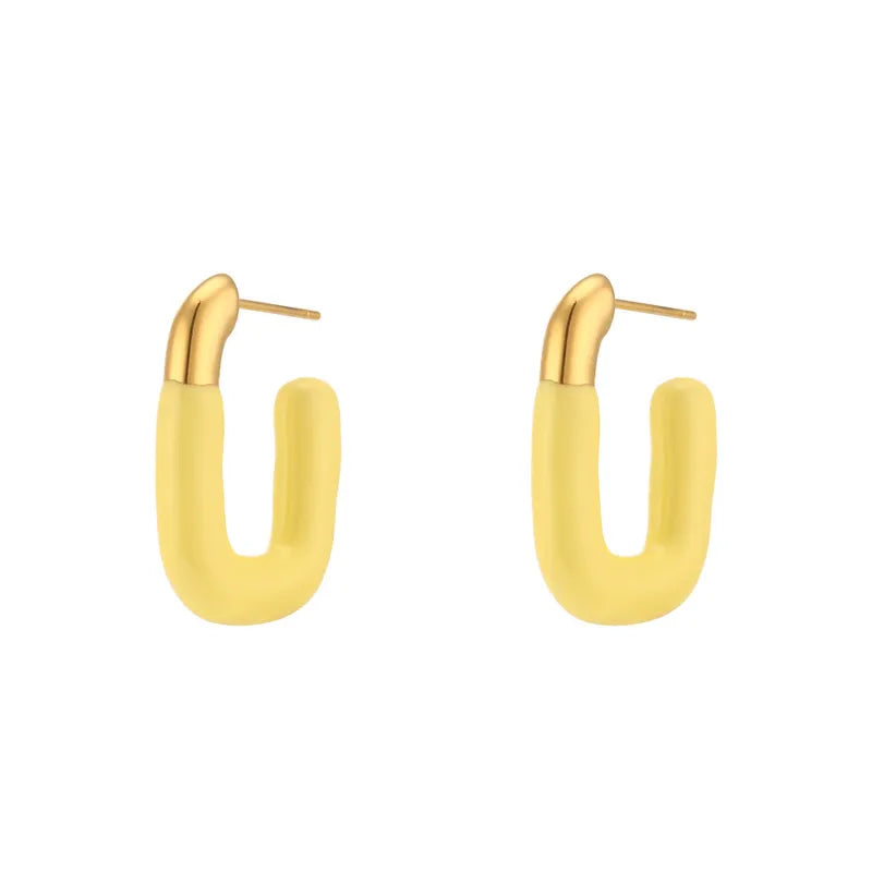 1 Pair Casual Simple Style Streetwear Geometric Plating 304 Stainless Steel Earrings