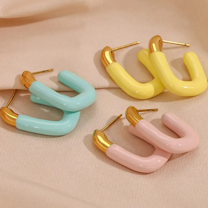 1 Pair Casual Simple Style Streetwear Geometric Plating 304 Stainless Steel Earrings