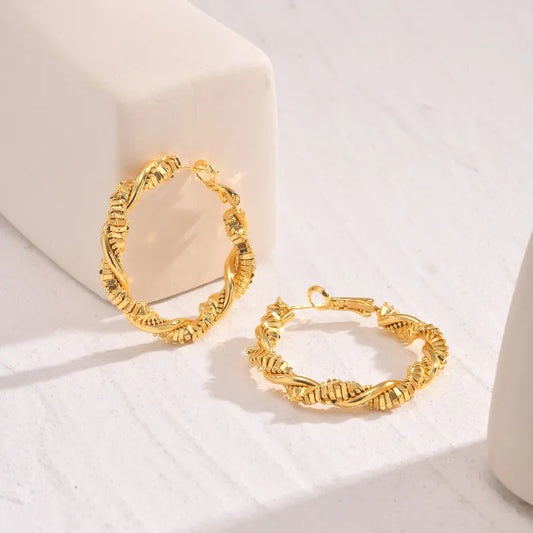 1 Pair Casual Simple Style Twist Copper Hoop Earrings