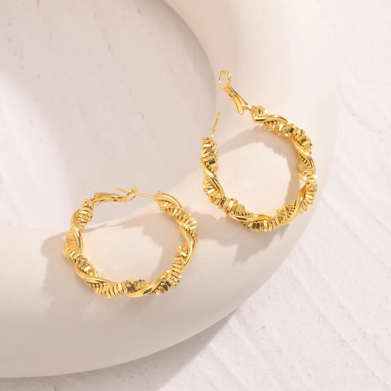 1 Pair Casual Simple Style Twist Copper Hoop Earrings