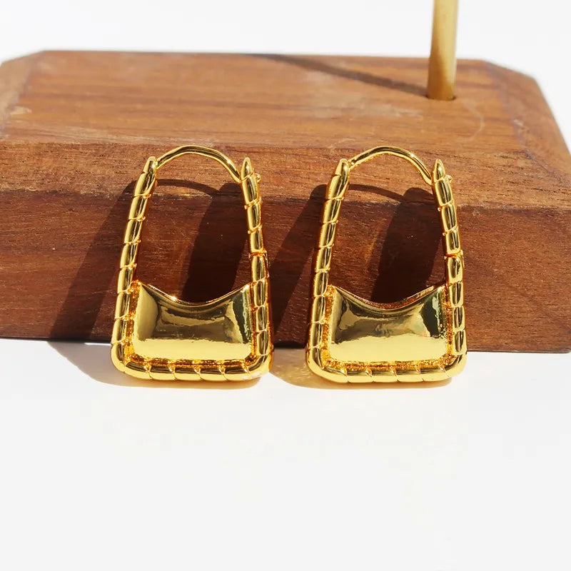 1 Pair Casual Simple Style U Shape Plating Brass 24K Gold Plated Earrings