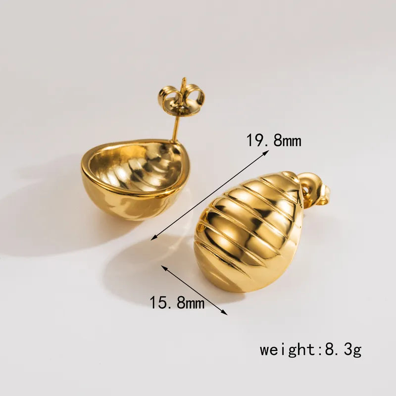 1 Pair Casual Simple Style Water Droplets 304 Stainless Steel 14K Gold Plated Ear Studs