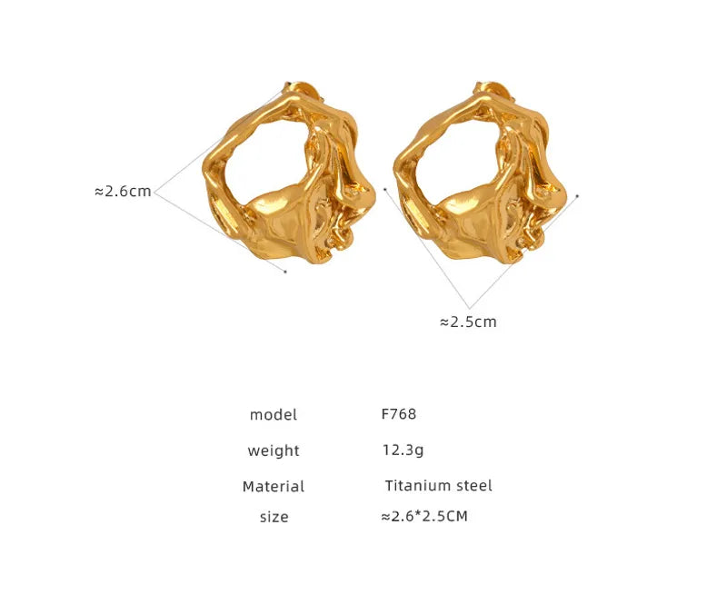 1 Pair Casual Simple Style Waves Solid Color Pleated Hollow Out 304 Stainless Steel Ear Studs