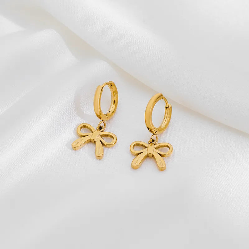 1 Pair Casual Sweet Commute Bow Knot 304 Stainless Steel 18K Gold Plated Drop Earrings