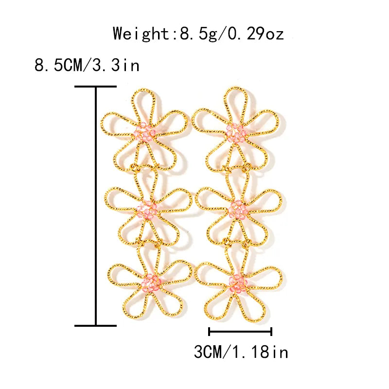 1 Pair Casual Sweet Flower Tassel Plating 304 Stainless Steel Gold Plated Drop Earrings