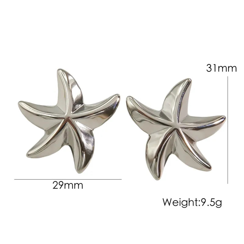 1 Pair Casual Sweet Starfish Inlay 304 Stainless Steel Zircon Gold Plated Silver Plated Drop Earrings Ear Studs