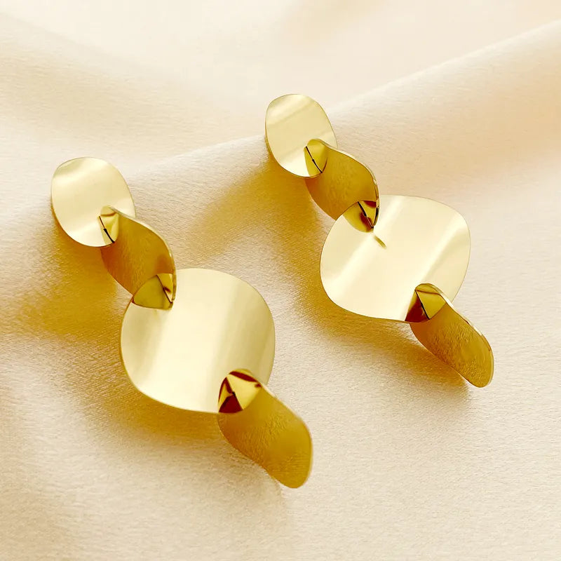 1 Pair Casual Tropical Classic Style Round Patchwork Plating Three-dimensional 304 Stainless Steel Gold Plated Drop Earrings