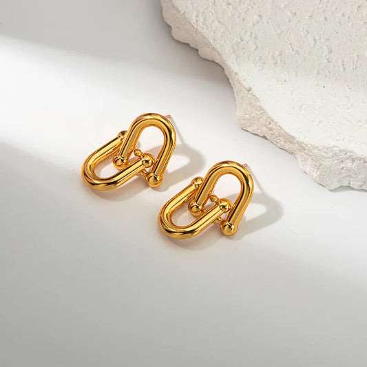 1 Pair Casual Vacation Classic Style U Shape Plating 304 Stainless Steel 14K Gold Plated Ear Studs