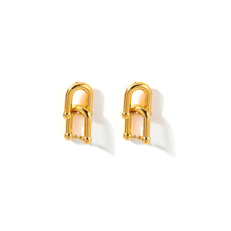 1 Pair Casual Vacation Classic Style U Shape Plating 304 Stainless Steel 14K Gold Plated Ear Studs