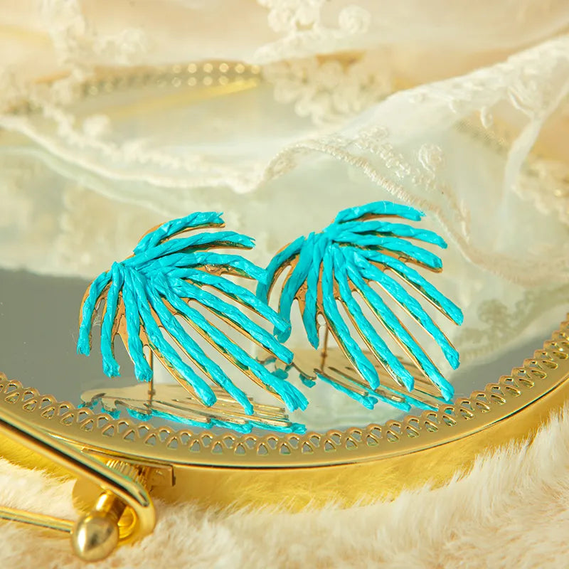 Leaves Fireworks Plating Hollow Out Stainless Steel Gold Plated Ear Studs