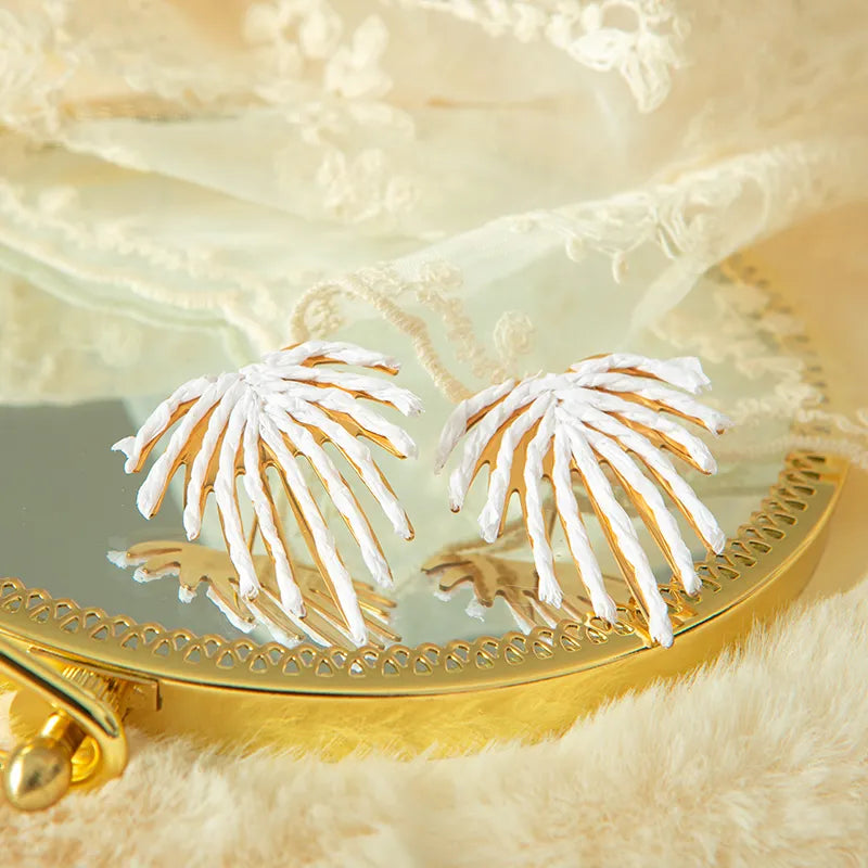 Leaves Fireworks Plating Hollow Out Stainless Steel Gold Plated Ear Studs