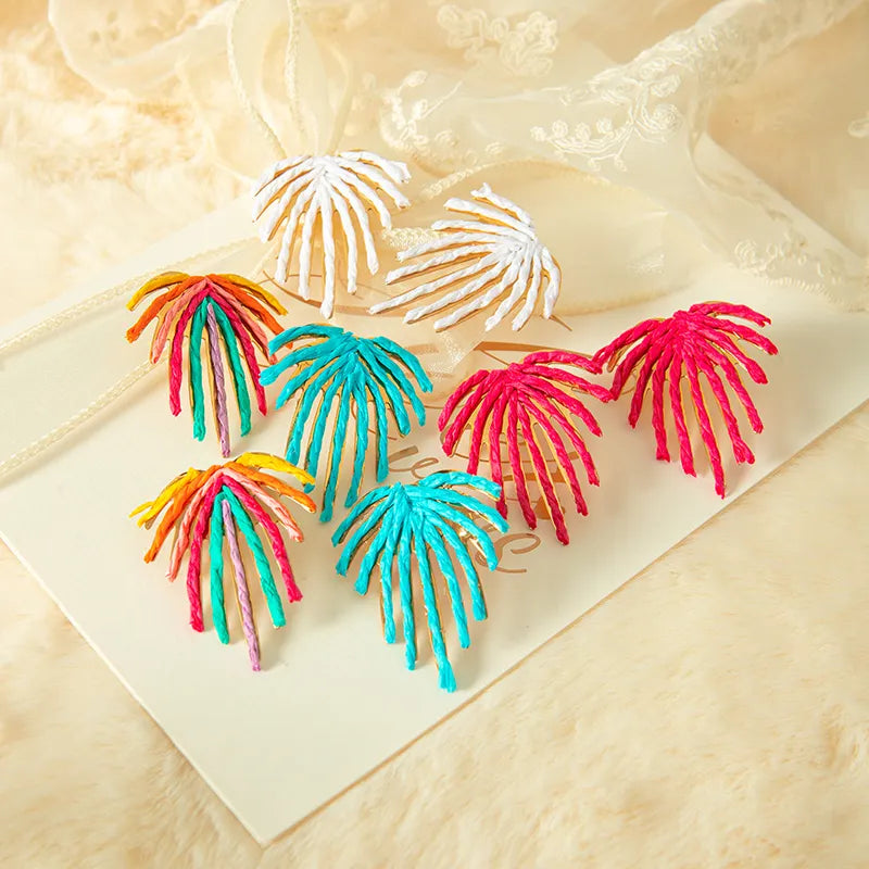 Leaves Fireworks Plating Hollow Out Stainless Steel Gold Plated Ear Studs