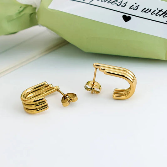 1 Pair Casual Vacation Romantic Geometric Inlay Titanium Steel Pearl 18K Gold Plated Earrings Ear Studs