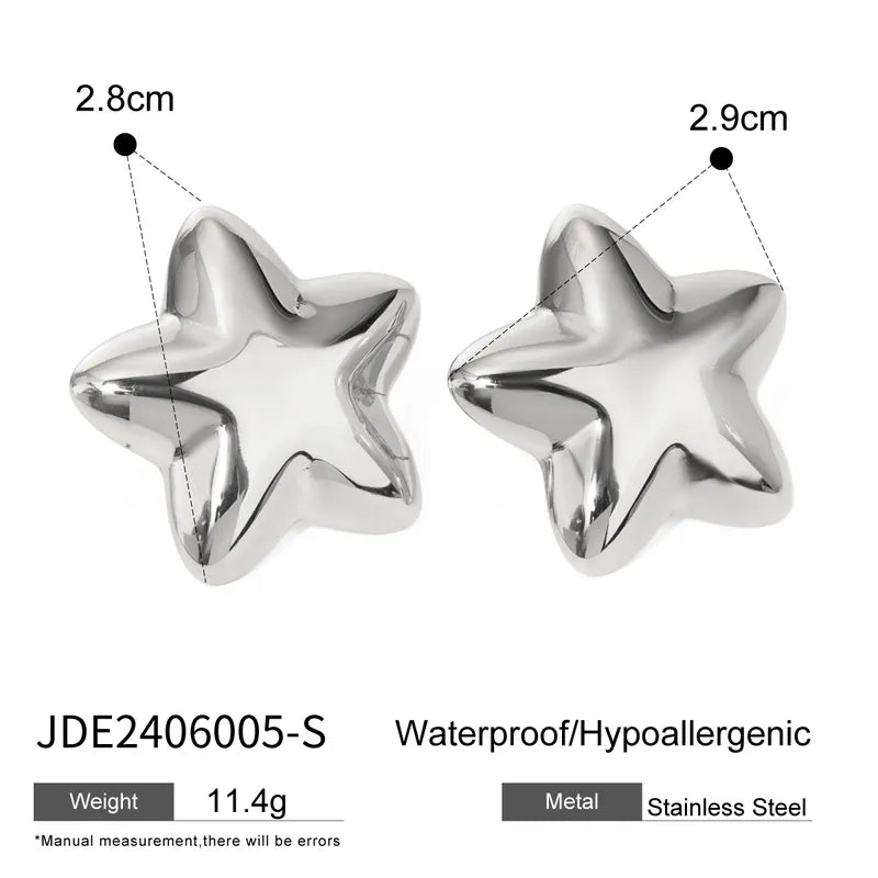 1 Pair Casual Vacation Simple Style Pentagram Plating 316 Stainless Steel Ear Studs