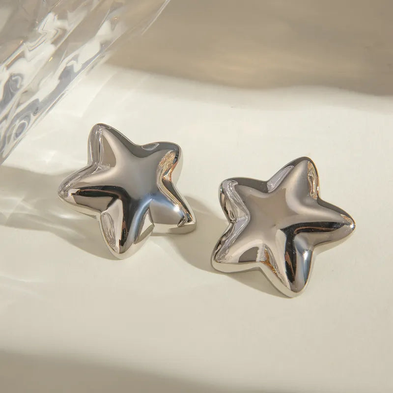 1 Pair Casual Vacation Simple Style Pentagram Plating 316 Stainless Steel Ear Studs