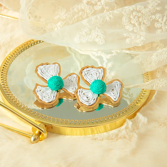 1 Pair Casual Vacation Sweet Shamrock Flower Plating Stainless Steel Gold Plated Ear Studs